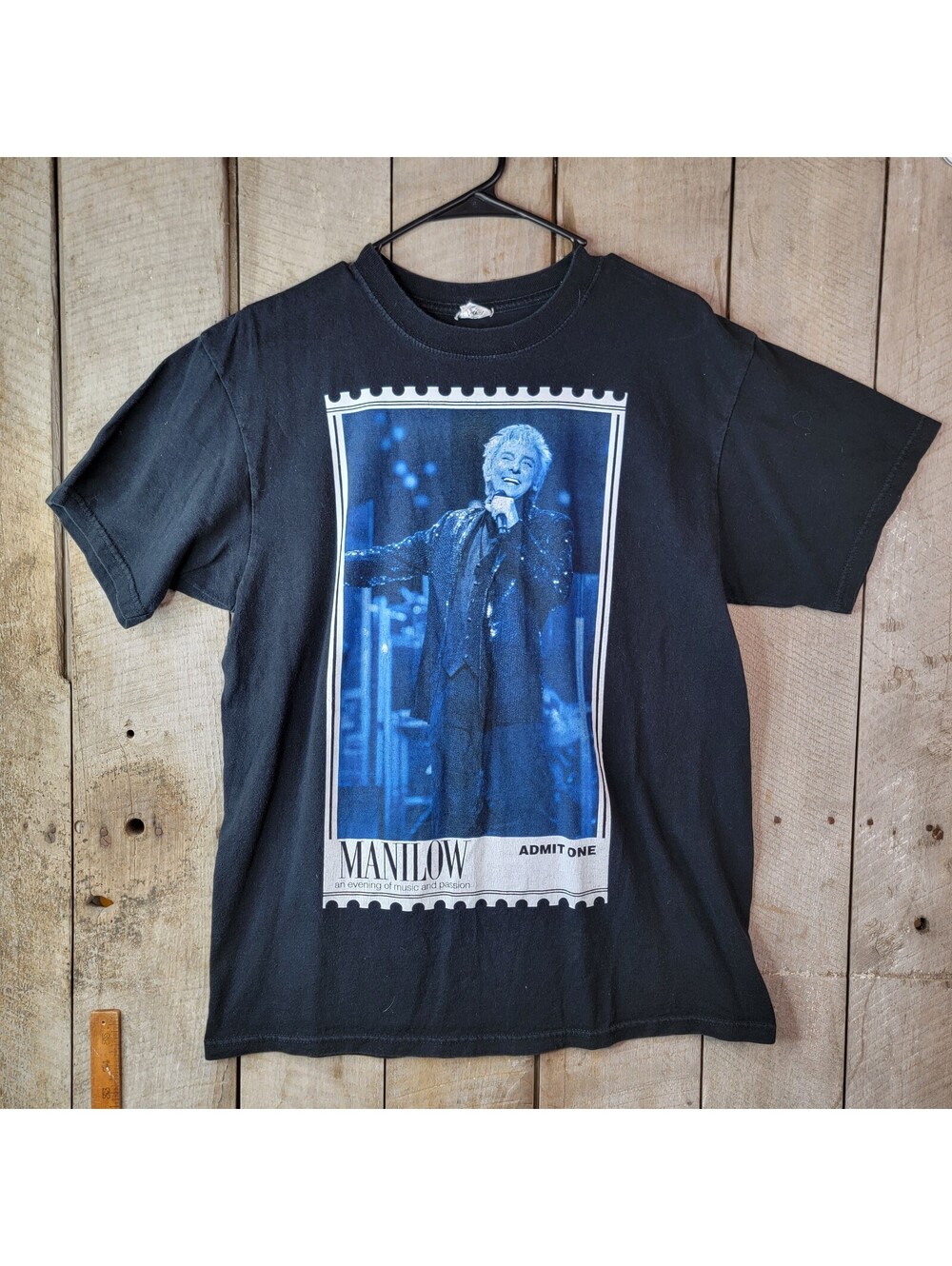 Barry Manilow Tour T Shirt 2007 2008 Concert Dates Black Graphic Tee L